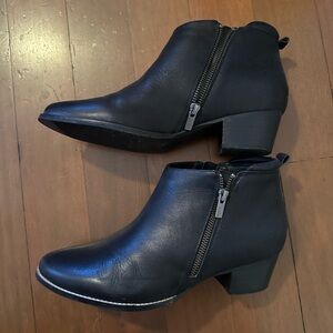 Elegant Black Leather Ankle Booties